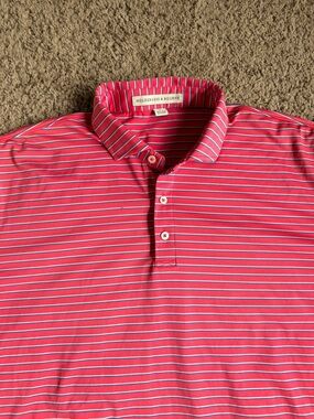 Holderness & Bourne Stripe Golf Polo Shirt Large Trinity Forest Golf Club Dallas